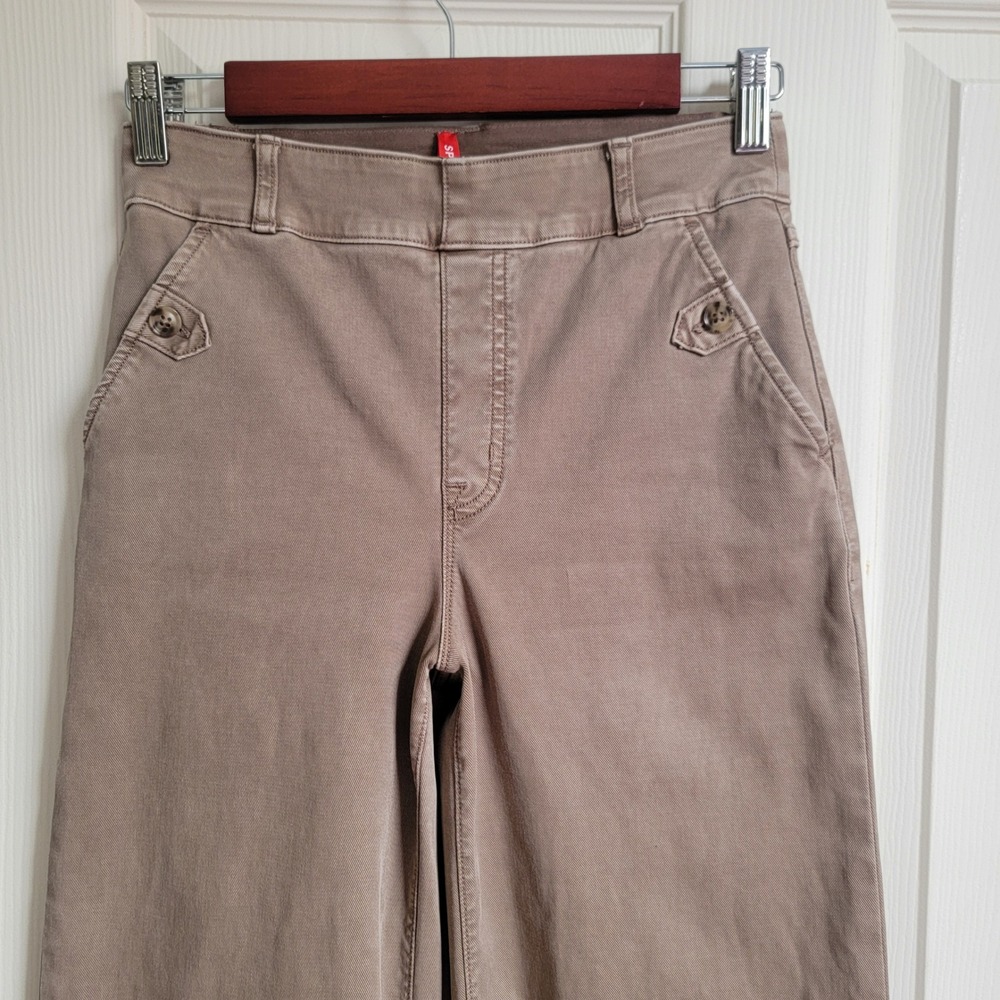SPANX Stretch Twill Wide Leg Crop Pants High Rise Mauve Brown Small - Picture 10 of 12